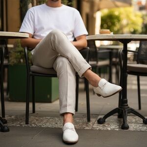 Vintage 80's Mens Dress Loafer White Leather Snake Print Queen French 10.5 FLAW